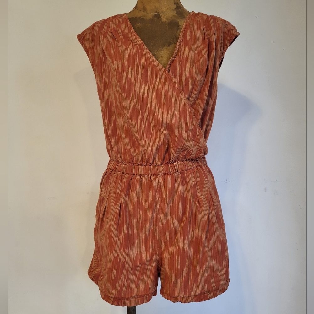 Toad&Co Shakti Romper Swim Suit Cover Up Orange Small